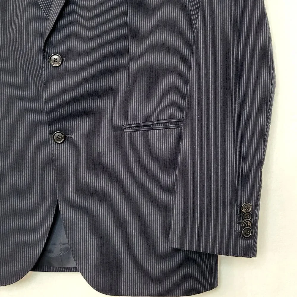 Hugo Boss Super 120 Pinstripe Two Button Virgin Wool Blazer‎ Size 40R